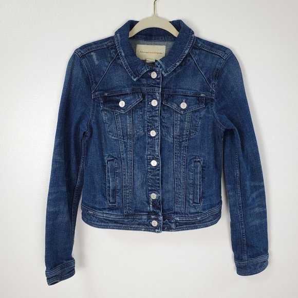 Pilcro and the Letterpress Jackets & Blazers - Pilcro Anthropologie Denim Jacket Womens Medium Blue Distressed Letterpress